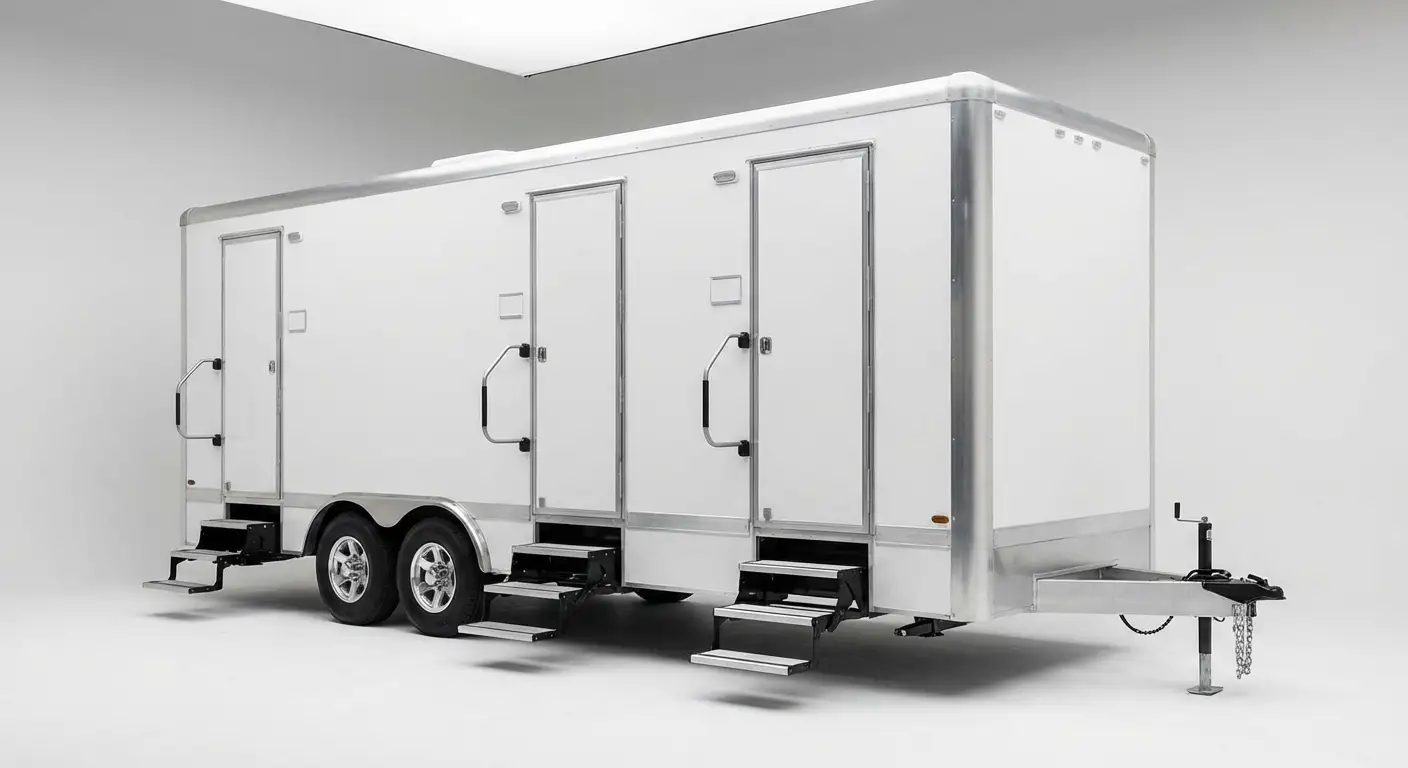 Climate controlled restroom trailer interior features in New Haven, CT