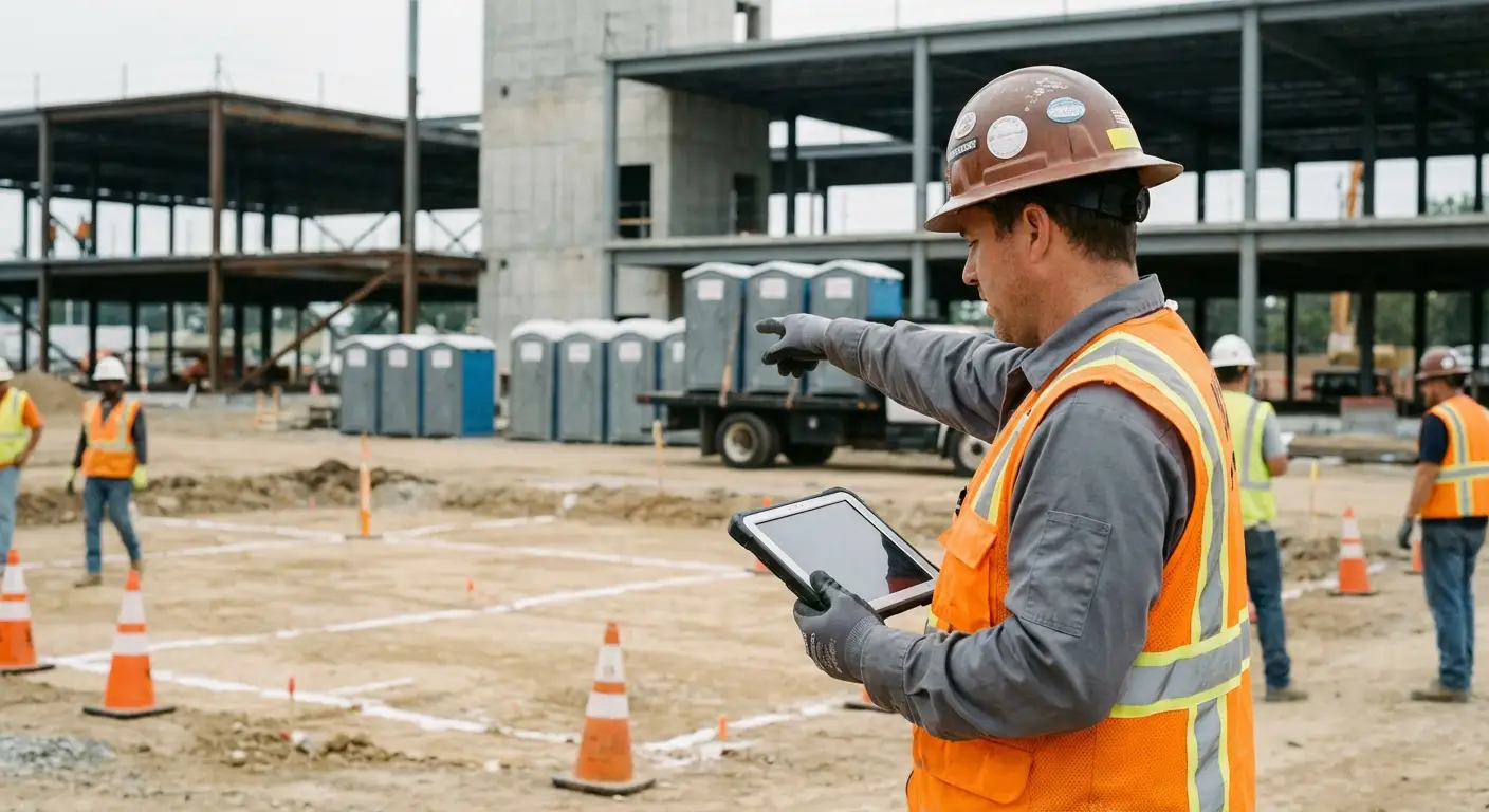 Construction site portable toilet placement planning in New Haven, CT